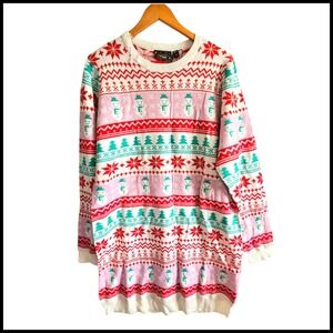 Brave Soul Christmas Sweater Dress Snowman Fair Isle Knit Holiday Party Plus 20